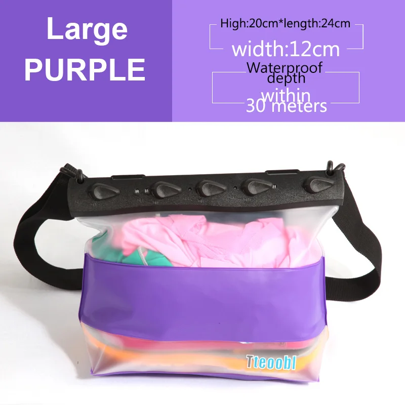 PURPLE LARGE TteooBL 30 м ПВХ водонепроницаемая поясная сумка подводная Летняя Пляжная сумка прозрачные поясные сумки для серфинга маска для подводного плавания Дайвинг подводное плавание - Цвет: PURPLE LARGE