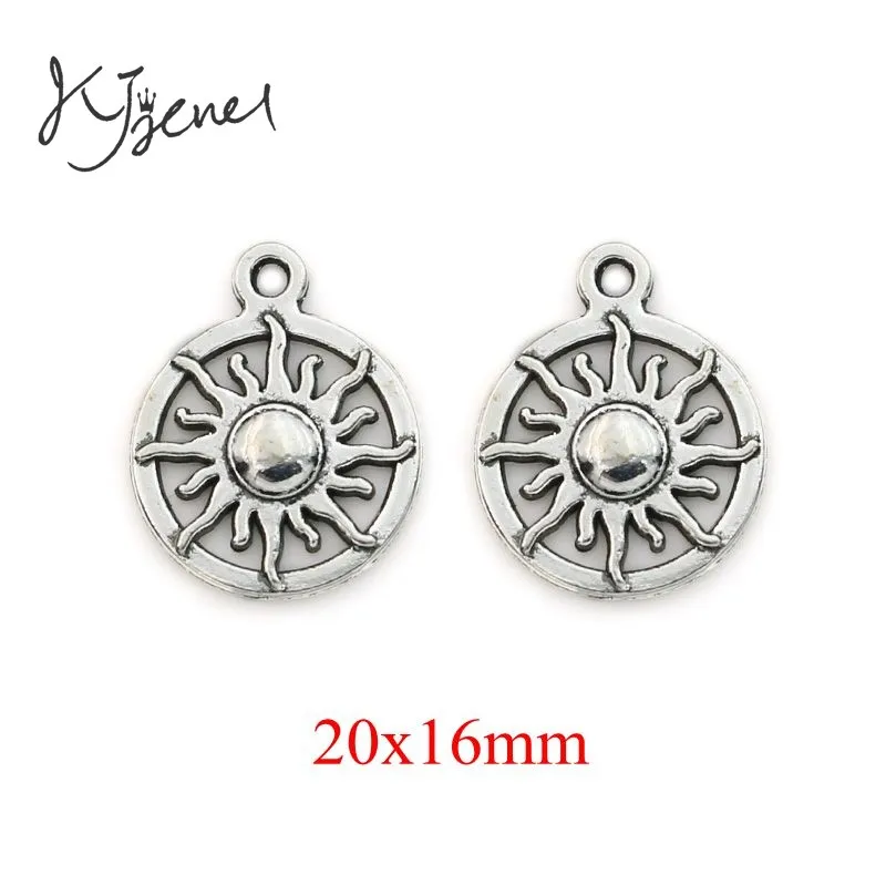 

KJjewel Antique Silver Plated Sun Charm Pendant fit Bracelets Jewelry Findings Accessories Making Craft DIY 20x16mm