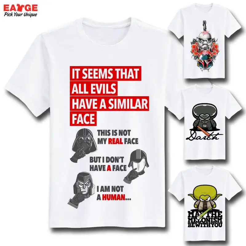 Творческий Повседневное Топ Прохладный звездные войны футболка смешной фильм с