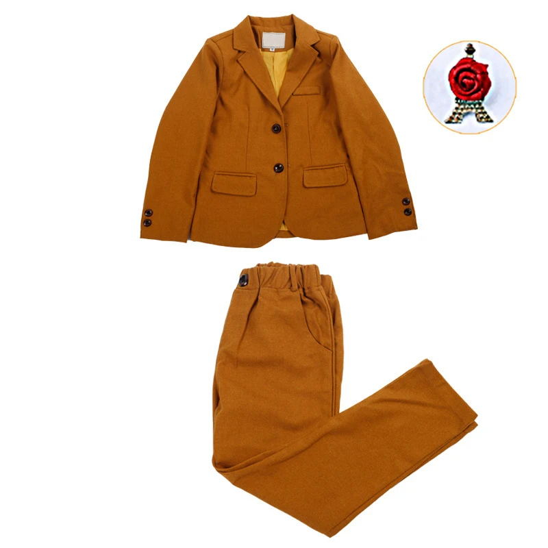 yellow 2pcs Детский деловой костюм для мальчиков; комплекты для свадьбы; костюм; детский Блейзер; брюки; комплект одежды из 2 предметов; вечерние костюмы для мальчиков - Цвет: yellow 2pcs