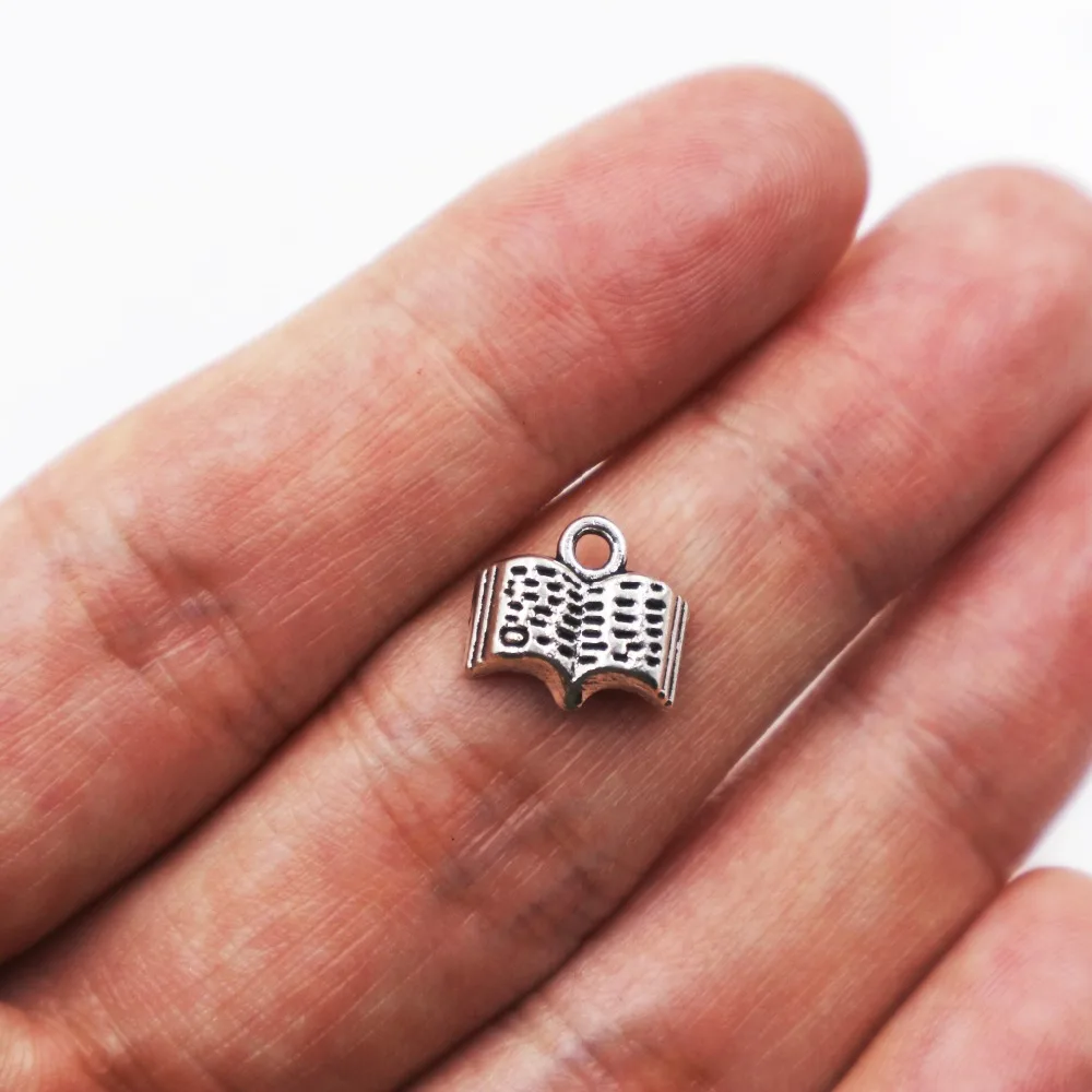 

40 шт тибетские посеребренные амулеты для книг, аксессуары для изготовления ювелирных изделий DIY 12*11*1,5 мм