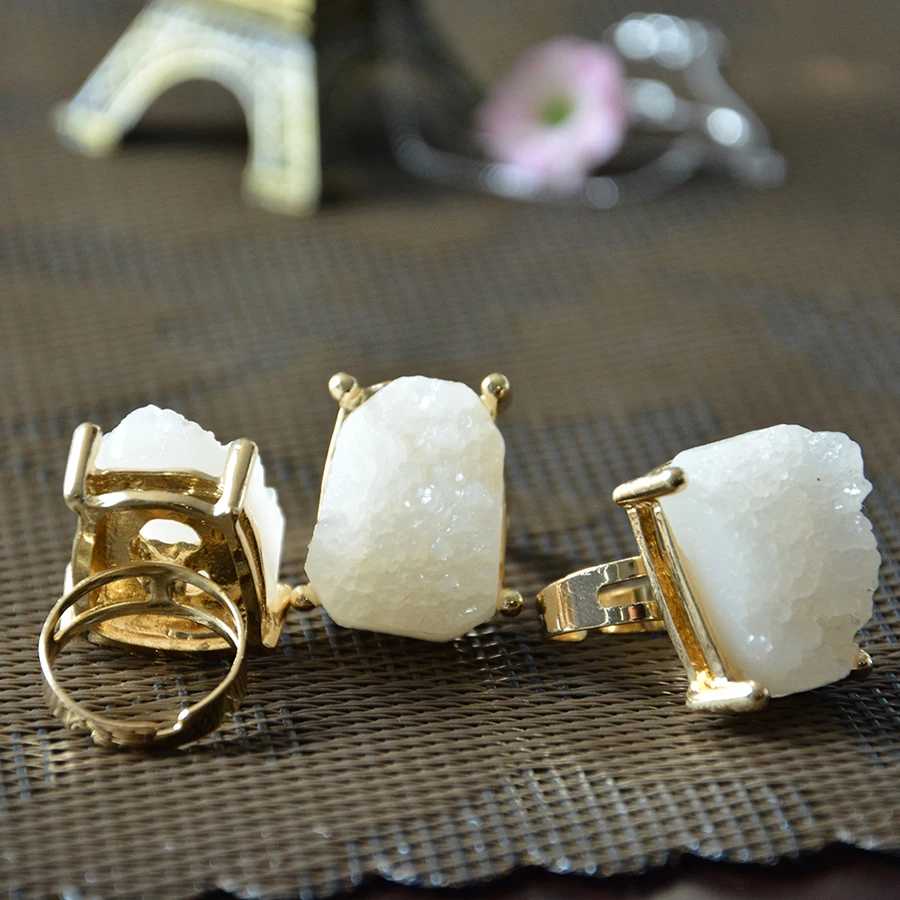 6 цветов кольцо Друза природного камня для мужчин романтическое t женщин подарок