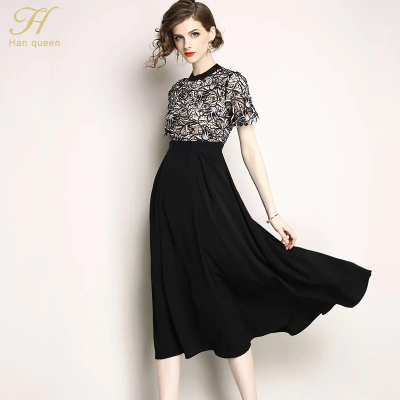 H Han queen женское летнее подиумное кружевное вечернее платье vestidos