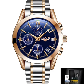 LIGE Mens Watches Top Brand Luxury Military Sport Watch Men Stainless Steel Waterproof Clock Quartz Watch Relogio Masculino+Box Other Image