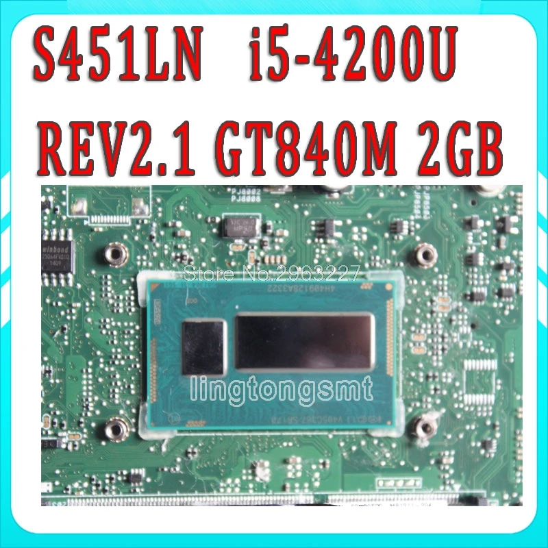 Для For Asus S451 S451L V451 V451L S451LN S451LB материнская плата для ноутбука REV2.1 i5-4200u GT840M 60NB05D0-MB1211