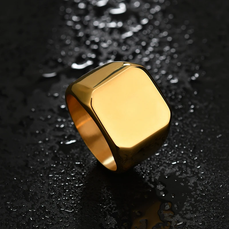 Nextvance Polishing Engraved Signet Ring Square Big Wide Band Название кольца Персонализированный подарок