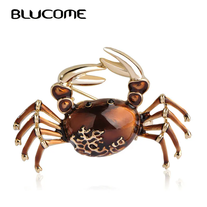 Blucome милые крабы брошь эмаль животное корсаж булавки для детей женщин рубашки
