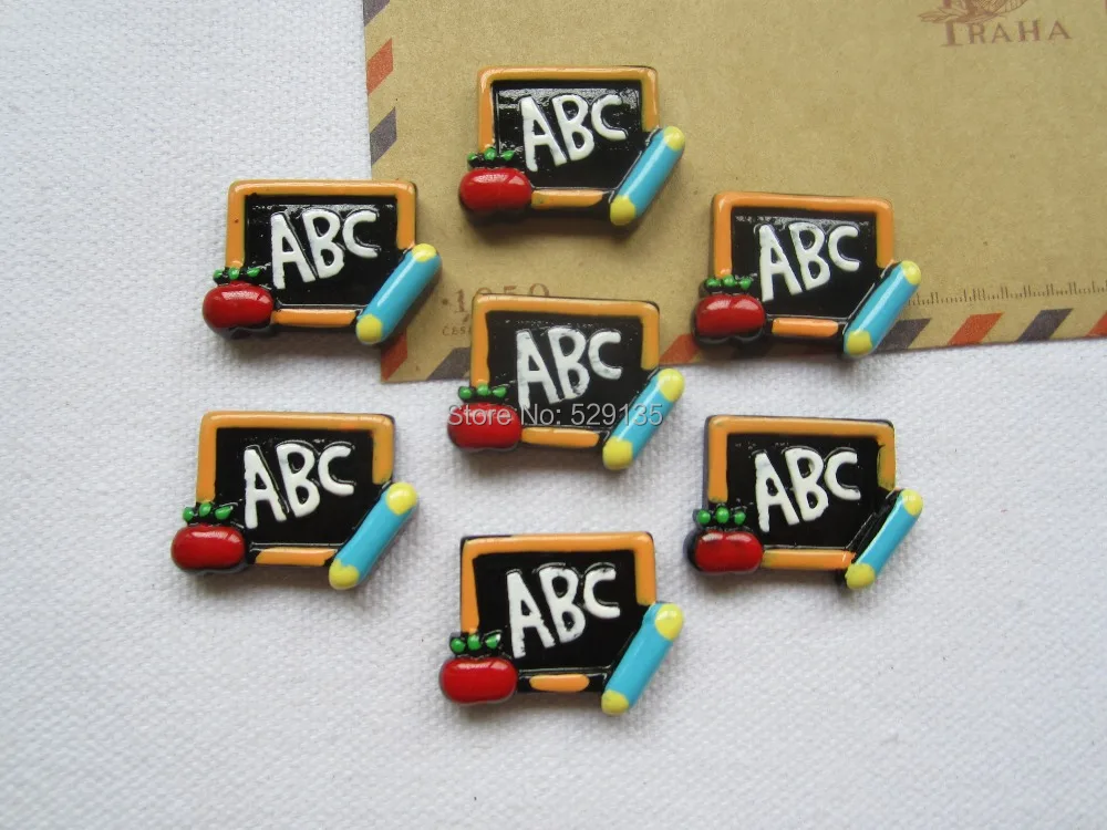 5 шт./лот АБС-буква В доске карандаш с яблоком назад в школу кабошон для