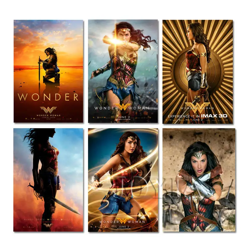Wonder Woman плакат Gal Gadot постеры и принты героини шелковые художественные картины декор для спальни 20x30 дюймов без рамки