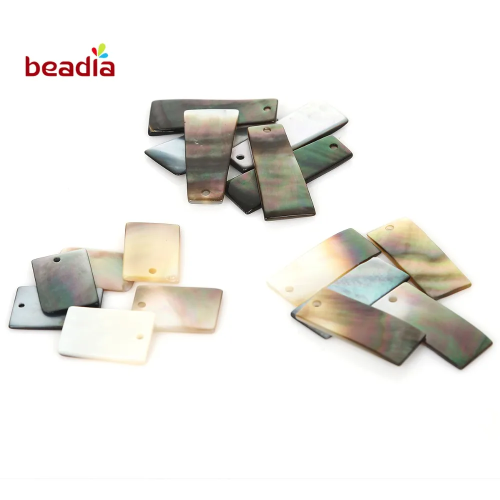 6 шт. прямоугольные бусины из Натуральной Черной раковины разных размеров