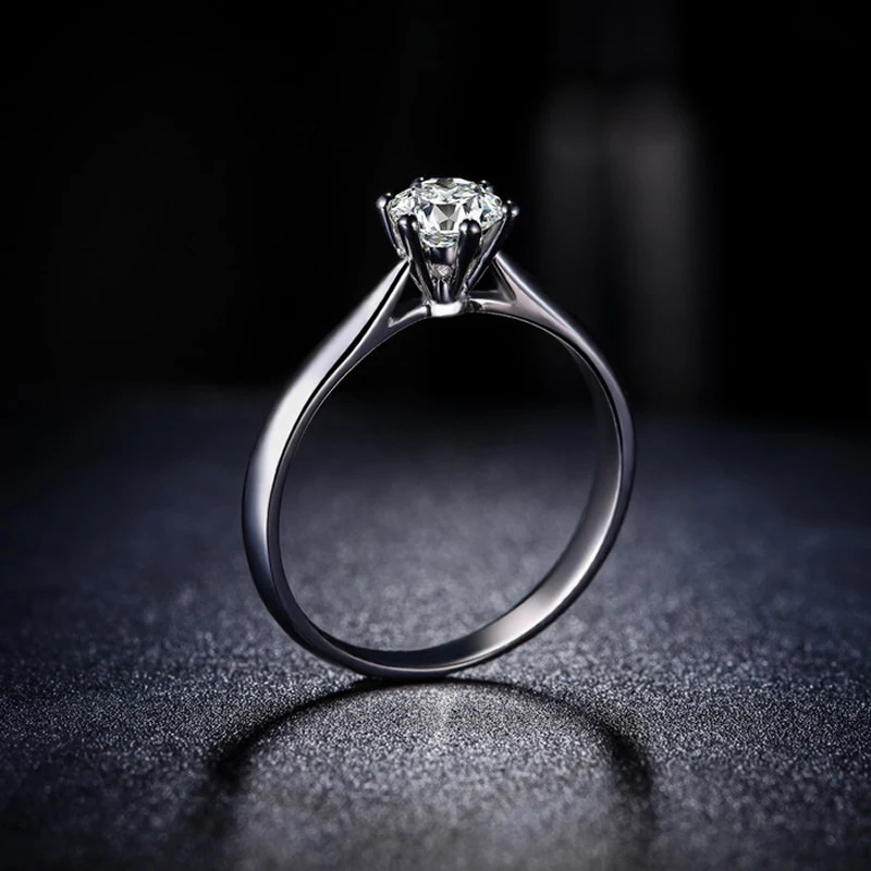 Женское Обручальное Кольцо ANI 18K из твердого белого золота (AU750) классические