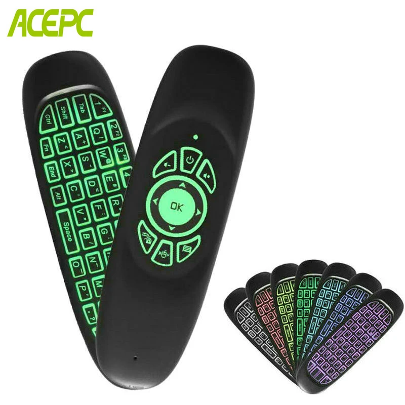 Беспроводная мини клавиатура Air Mouse C120 с подсветкой 7 видов цветов 2 4G для Android TV Box