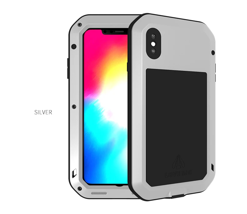 LOVE MEI сверхпрочный алюминиевый металл+ стекло Gorilla glass ударопрочный водонепроницаемый чехол для IPhone XS Max XR IPXM3