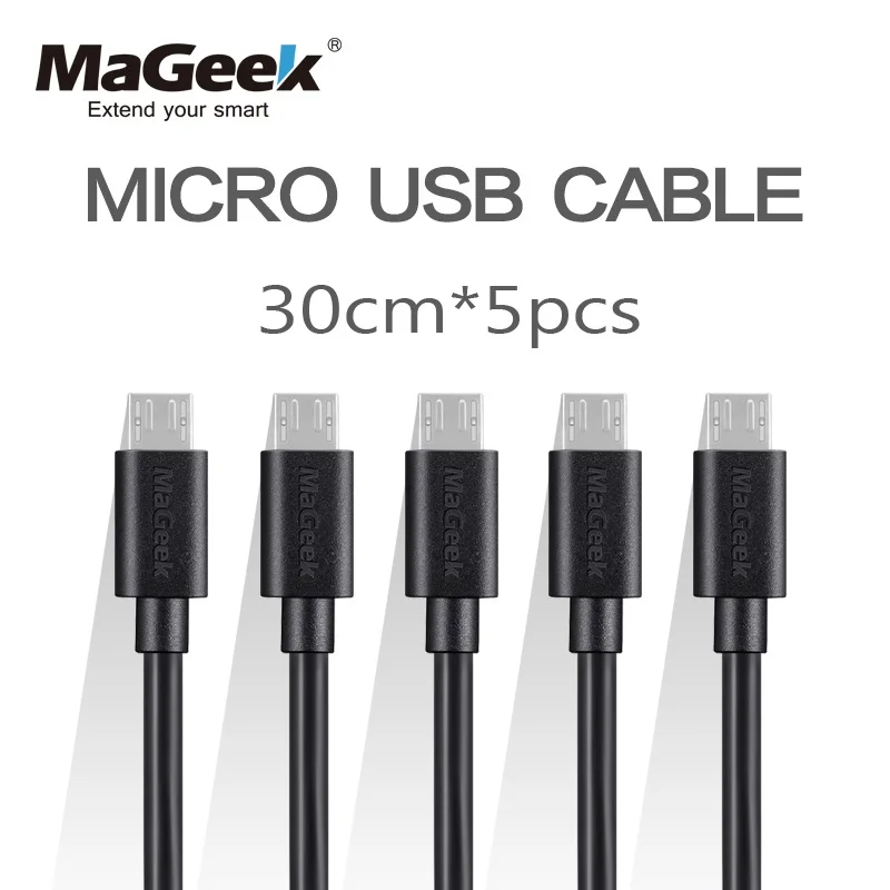 [5 шт.] MaGeek 30 см/1 фут x 5 шт. короткий кабель Micro USB высокоскоростное зарядное