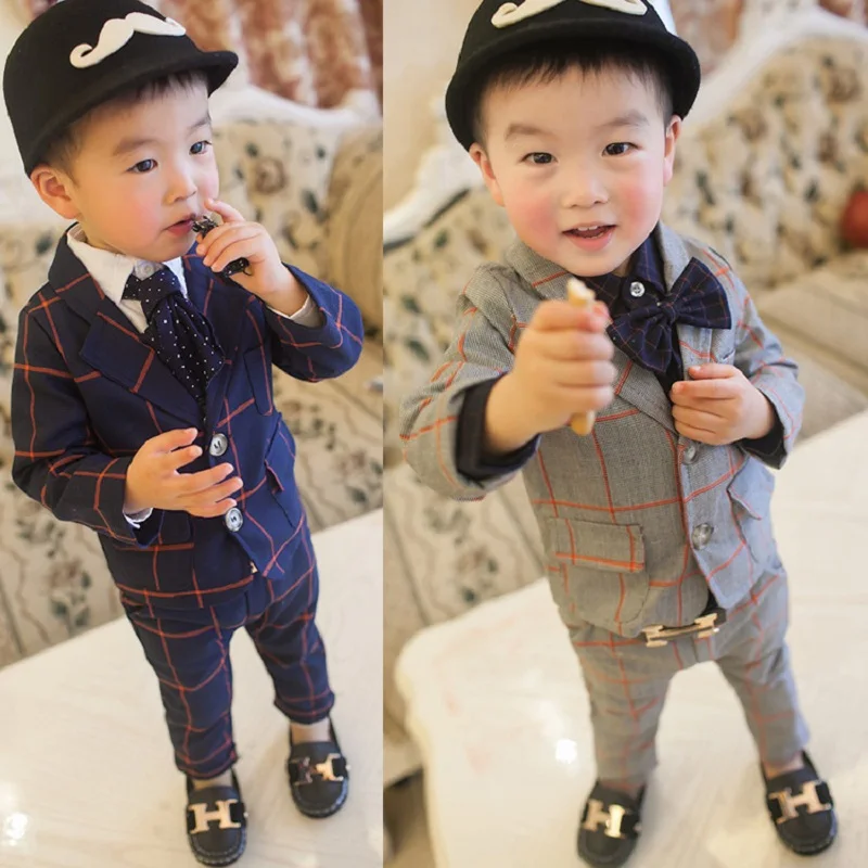 Hot 2018 Spring Fall 2-5Yrs Baby Infant Plaid Blazer Suit 2 Pcs Little Kids Casual Clothing Sets Children's Leisure Twinset | Детская