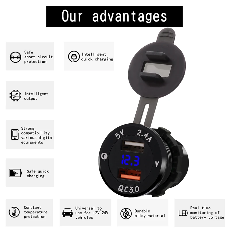LMoDri автомобильное быстрое зарядное устройство QC 3,0 адаптер питания двойной USB автомобильный DC 12 V-24 V прикуриватель 2 porf для iPhone Android