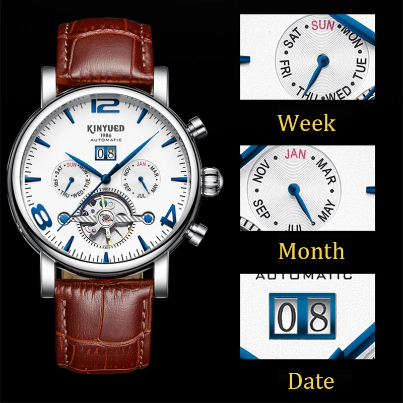 Автоматические часы для мужчин черные золотые Роскошные брендовые