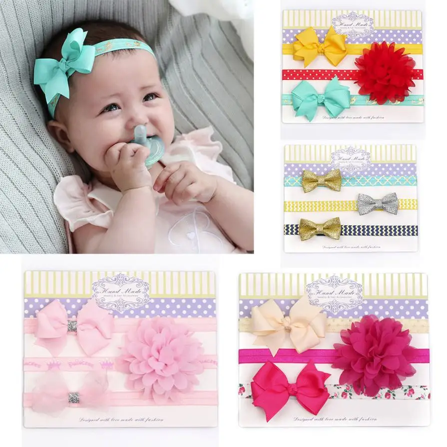 Модная новинка Комплект из 3 предметов Детская повязка на голову с цветочным