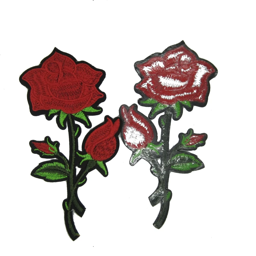 2 pcs Rose Flower Iron On Patches Embroidered Patch For Clothing Jean Jacket parches Cheongsam Cocktail Dress Fabric | Дом и сад