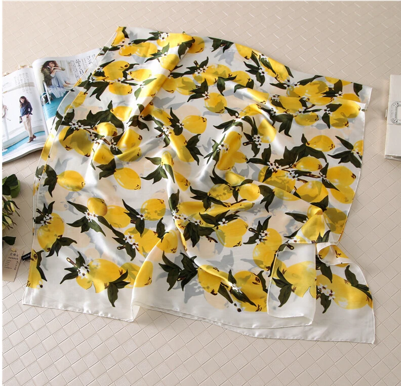 2018 летний шарф лимонного цвета люксовый бренд женские милые негабаритные шарфы