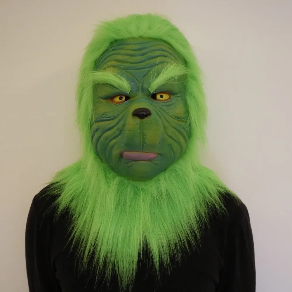 Рождественские костюмы, косплей Grinch костюмная Маска Косплей латекс Необычные взрослые рождество