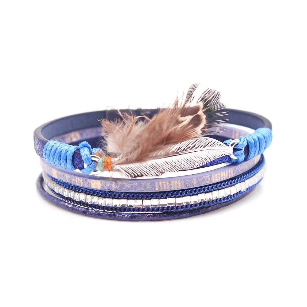 2018 Jewelry Boho Bracelets for Women Leather Wrap Charm Bracelets autumn Winter Femme Accessories