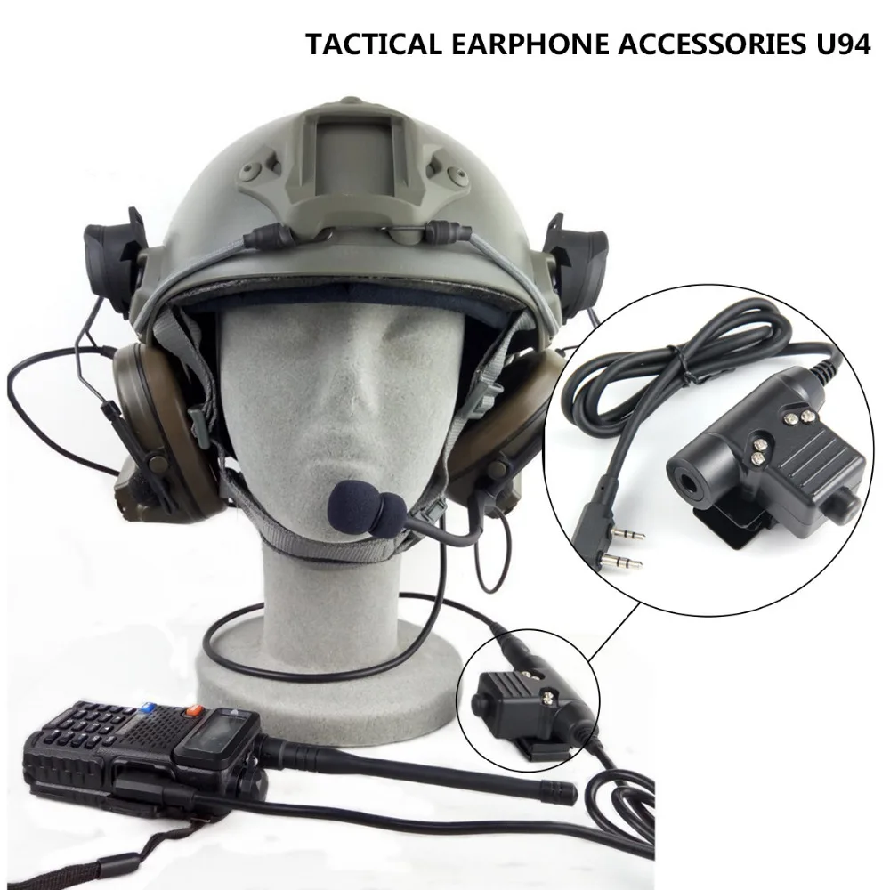 Z-TAC тактические наушники U94 гарнитура PTT военный радио для Kenwood 2 Pin Черный для baofeng почти все: Uv5r BF-480/490/320