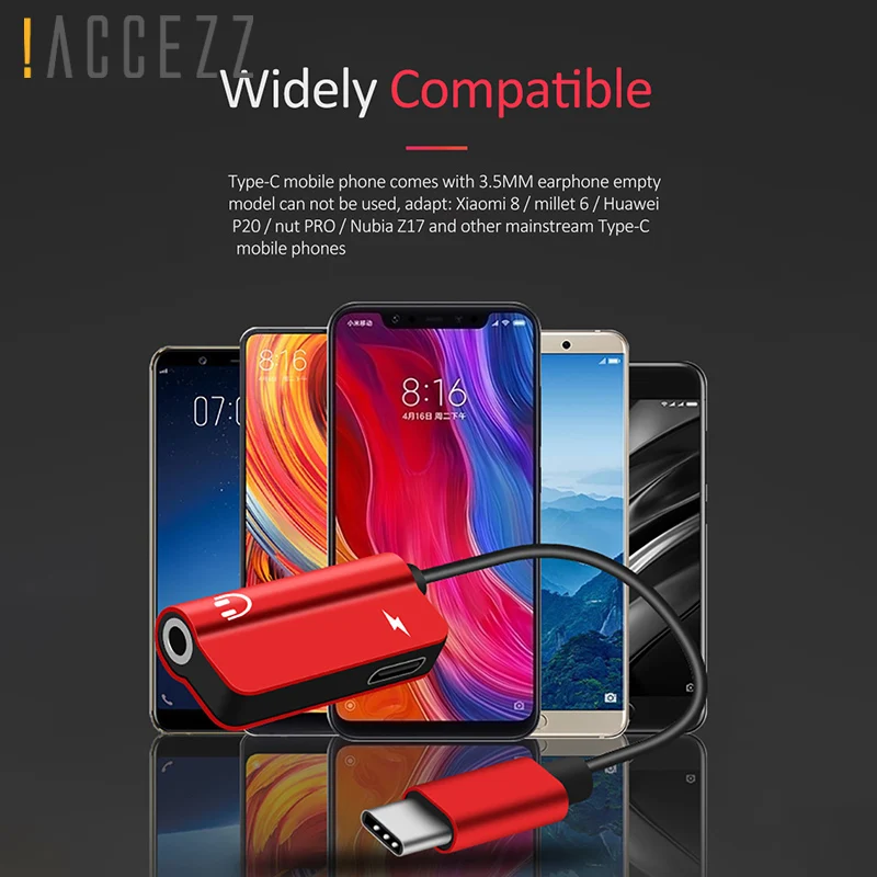 Высокое качество 2 в 1 USB Type C быстрое зарядное устройство 3 5 мм адаптер для Xiaomi Mi 6