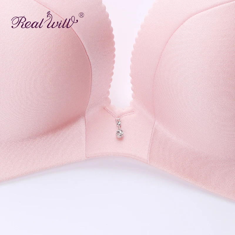 Realwill Шелковый бюстгальтер Лифчики без швов проволоки пуш ап сзади застежка