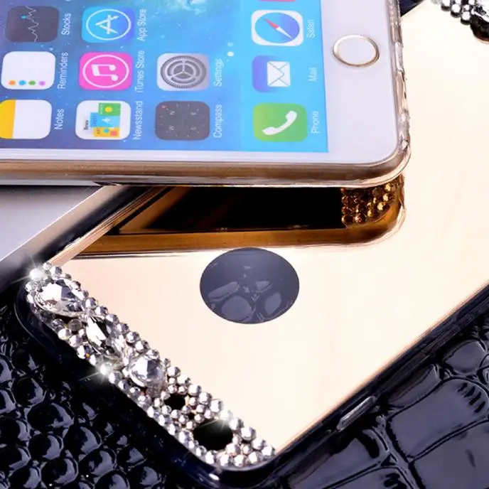 Bling алмаз зеркало сзади ТПУ чехол мягкий для iPhone 6/6 s 4.7 дюйма удобный известный