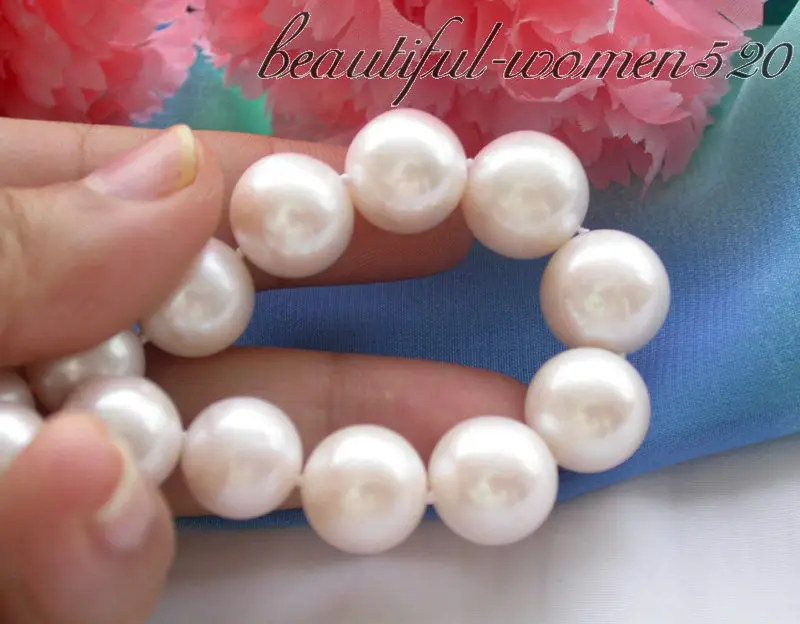 

Z4180 Big 17" 14mm white round Freshwater cultured pearl necklace mabe