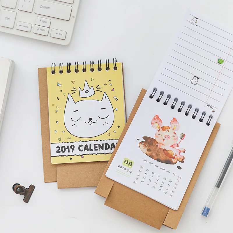 2019 год Новый Кот Сделай Сам мультфильм мини настольная бумага календарь