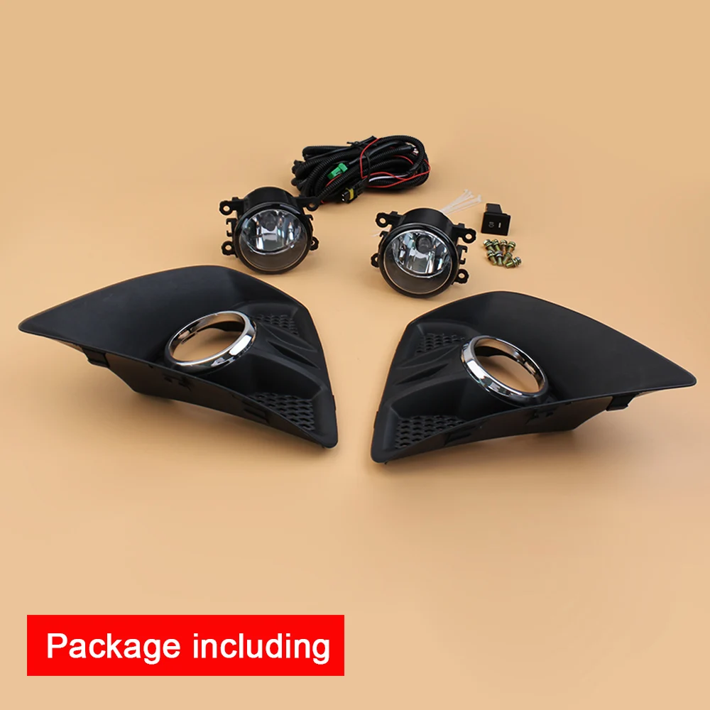 Fog Light Set 1 пара Автомобильная 12В противотуманная фара в сборе с туман светильник хром Чехлы и провода реле переключатель кнопка для Ford Focus Хэтчбек 2009 2010 20 - Цвет: Fog Light Set