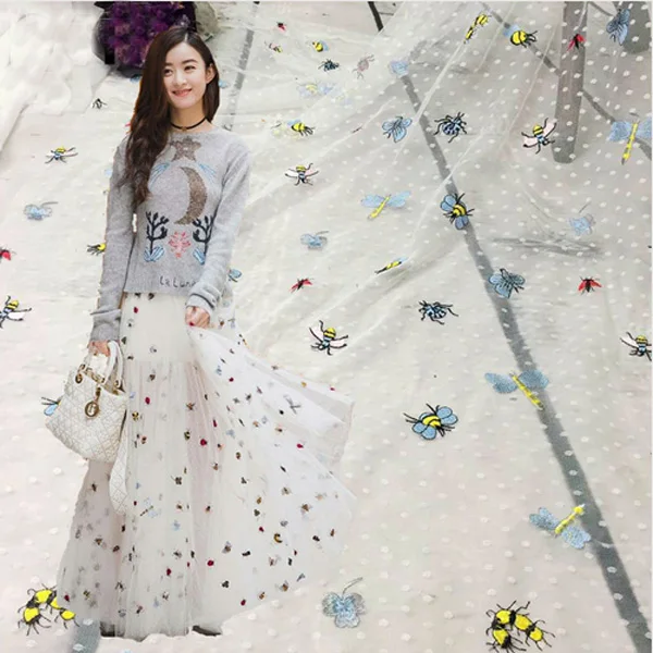 

5yards High Quality French Lace Fabrics African Net Lace Fabric Embroidered Tulle Small bee embroidery Lace Fabric