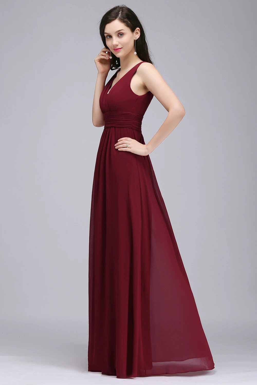 Babyonlinedress пикантные фиолетовые шифоновые платья подружки невесты с V образным