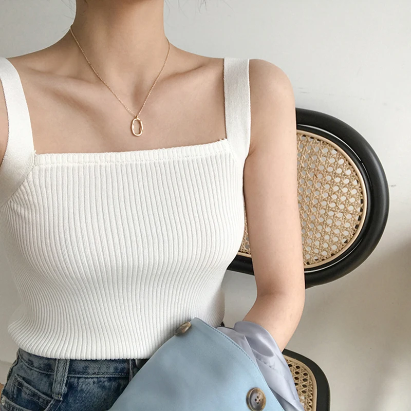 Свитер женский весенний вязаный однотонный короткий без рукавов | Женская одежда