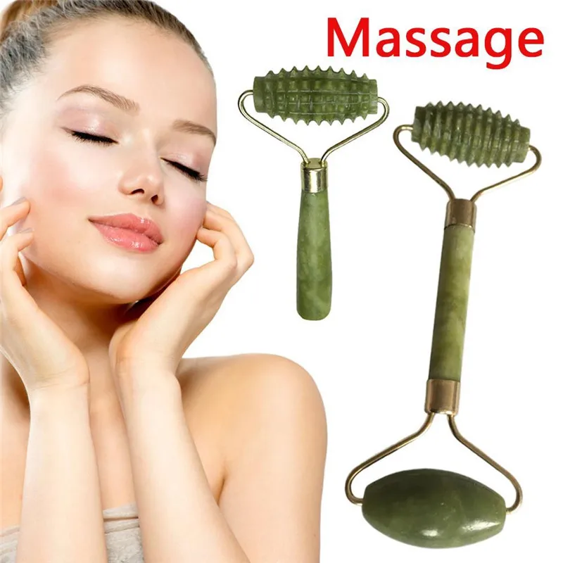 Rosalind 1 шт. двойной массажный ролик с нефритовой головкой для лица тонкий