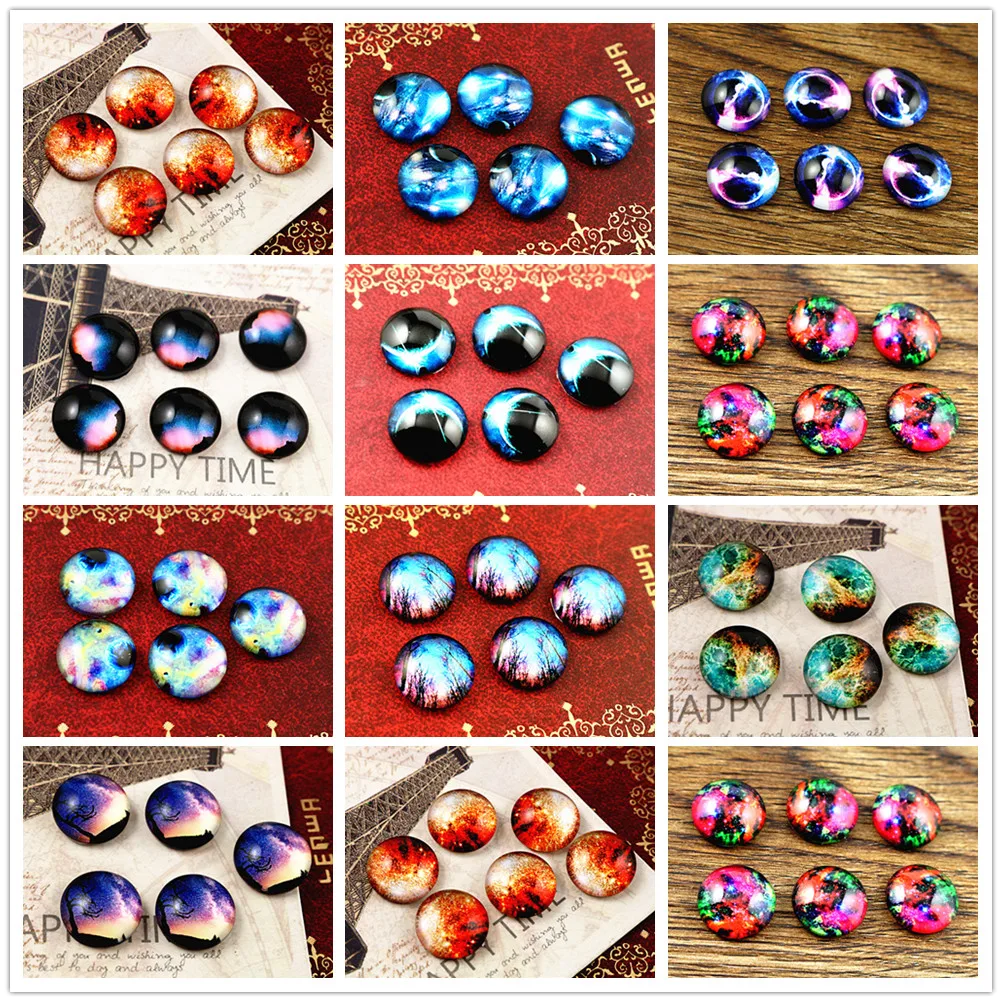 

Hot Sale 20pcs 12mm Handmade Photo Glass Cabochons (Nebula Style)
