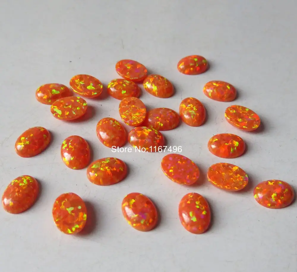 100 шт./лот OP30 6x8 мм овальный опал Овальный огненный синтетический кабошон |