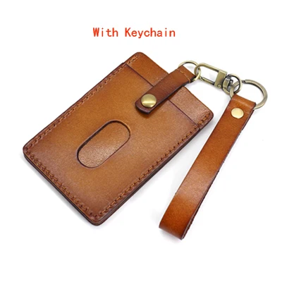 Brown-Keychain Alisara ID Чехол для бейджа топ из воловьей кожи выдвижной ремешок вертикальный ID держатель Брелок Бизнес автобус Имя тег держатели для ключей - Цвет: Brown-Keychain