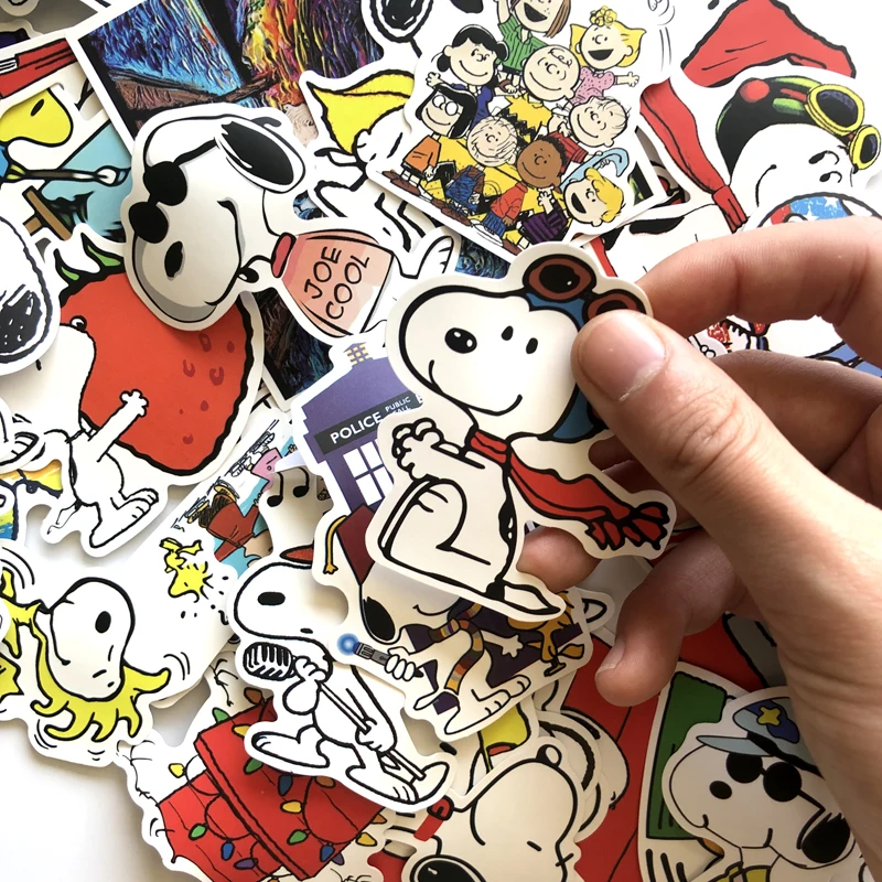 62 шт. Карманный чехол для телефона Snoopy, Дорожный Чехол для компьютера, холодильника, скейтборда, мотоцикла, супер забавная наклейка с граффити из мультфильма для детей