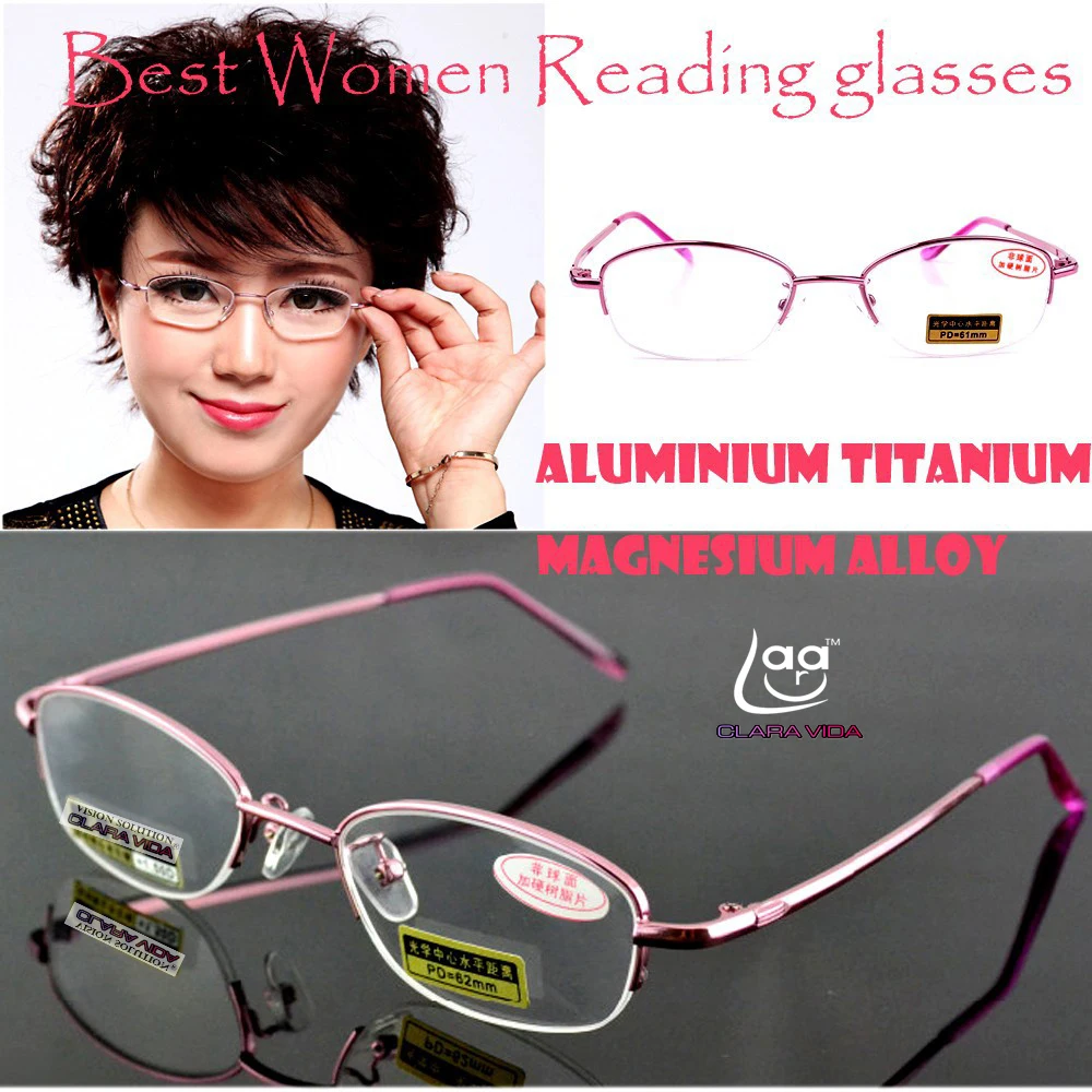 

CLARA 2017 Titanium magnesium alloy women lady non aspheric surface red super lite reading glasses +1 +1.5 +2 +2.5 +3 +3.5 +4