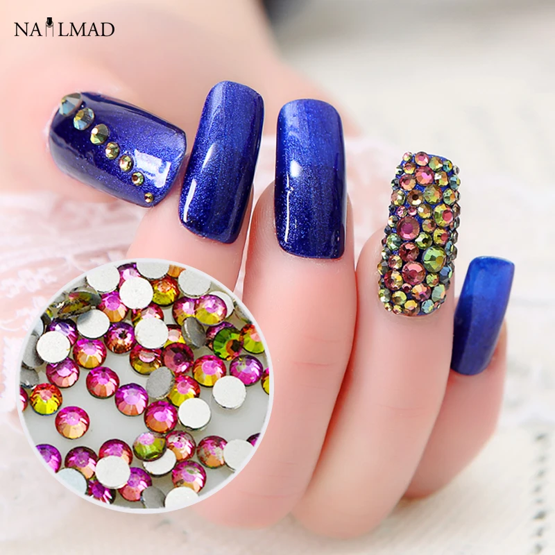 100 шт. разразы Хамелеон Стразы для ногтей с плоским основанием Кристаллы Камень