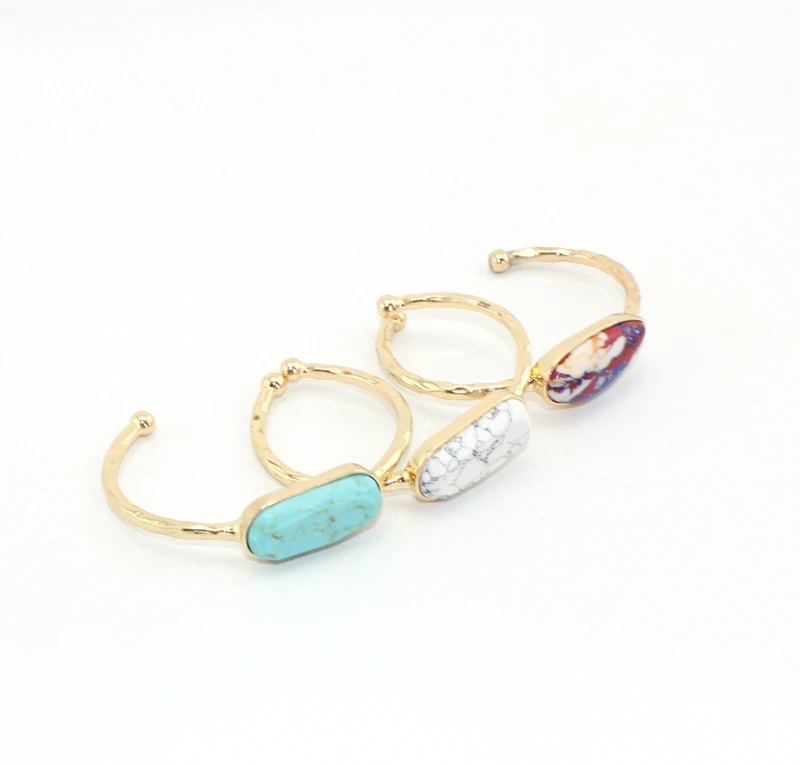 

2017 New threen colors oval multicolor stone simple cuff bracelets & bangles
