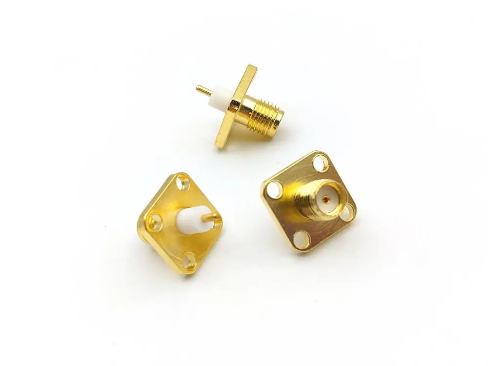 100 шт. Новый Золотой SMA (SMA-KFD4) Женский PTFE с 4 отверстиями фланец припоя Разъем |