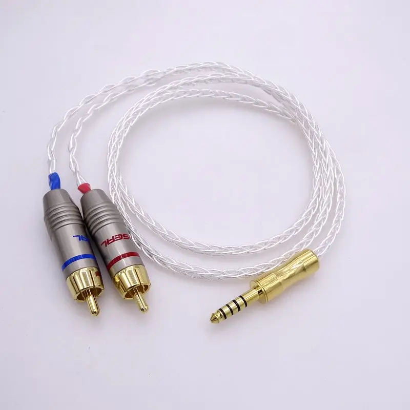8 ядер 5N PCOCC посеребренный 4 мм Штекерный двойной 2RCA мужской аудио кабель