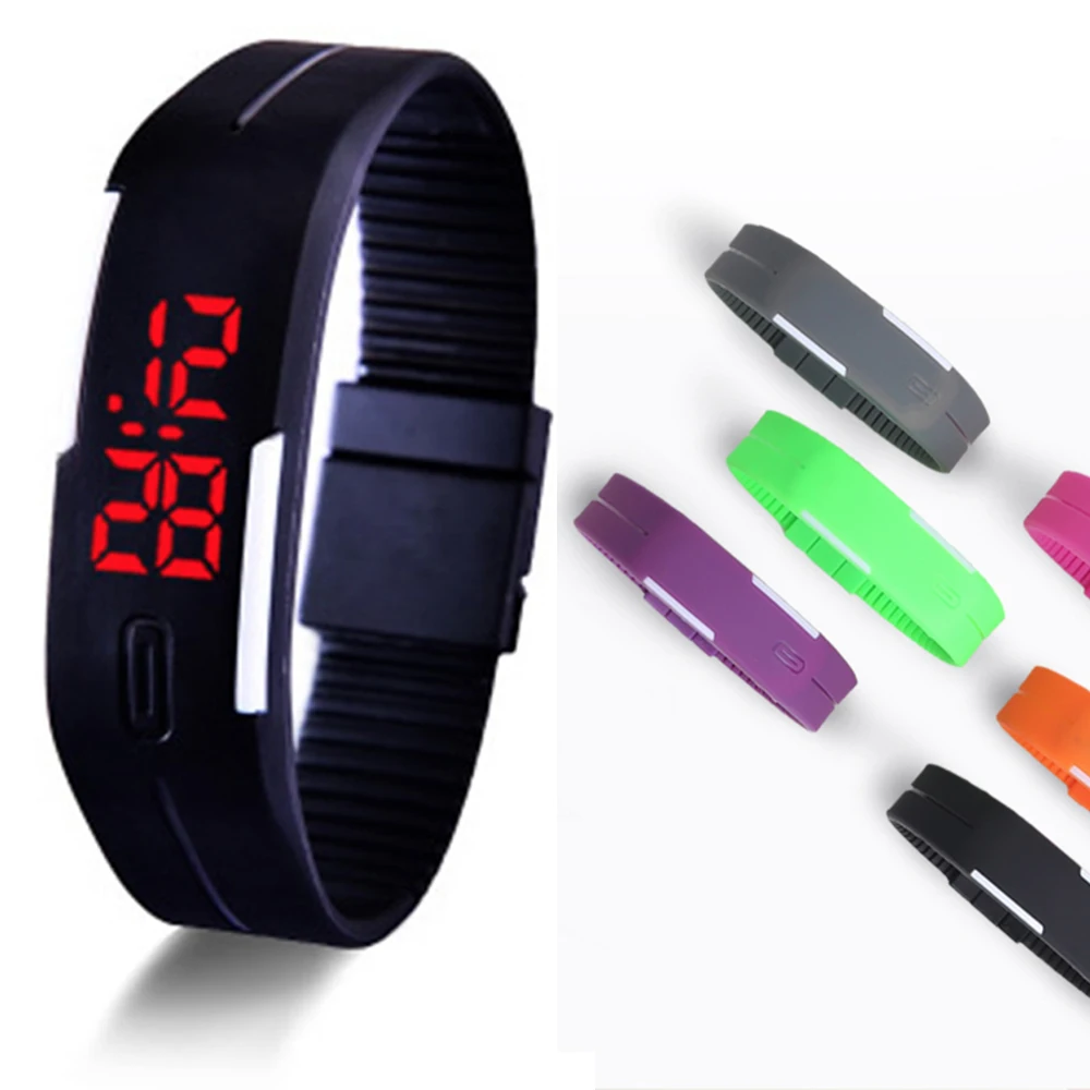 Новые модные наручные часы для мужчин и женщин повседневные спортивные LED silibone