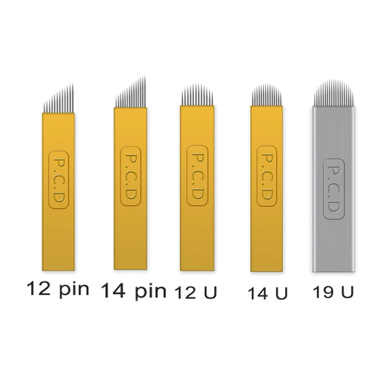 200 шт. Laminas Tebori Micro Agulhas PCD 12/14 Pin 12U/14U/18U жесткий микроблейдинг Перманентный макияж иглы для Tobori Татуировки Ручка