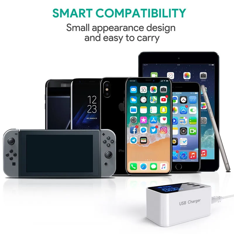 Быстрая зарядка type C usb зарядное устройство светодиодный дисплей для iPhone samsung Xiaomi