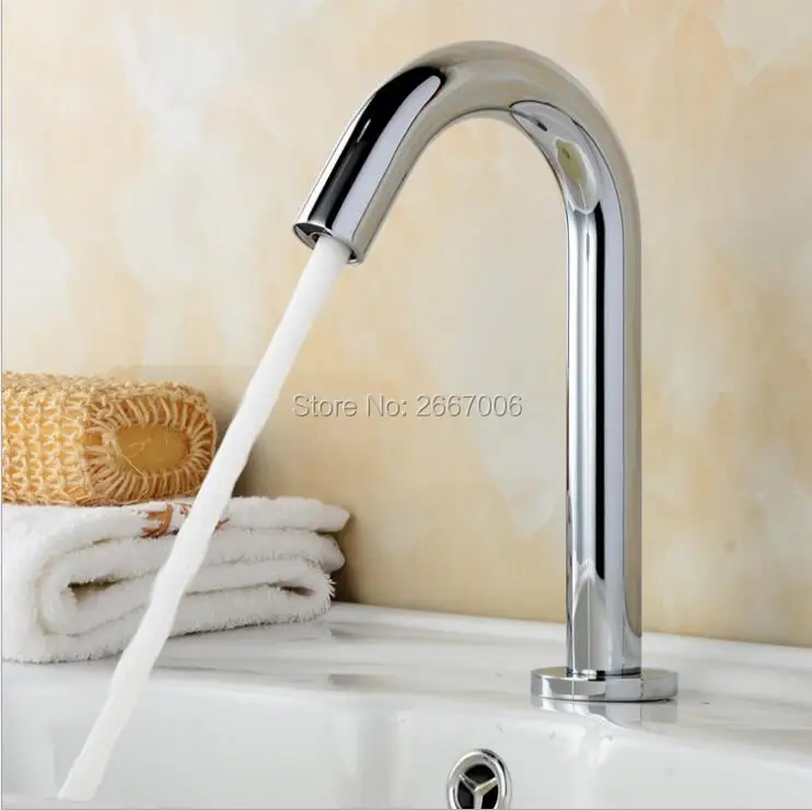 

Free Shipping 9" Height Hot sell Bathroom Automatic Hand Touchless Sensor Faucet for Hospital/Hotel/Home water saving Tap ZR8821